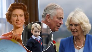 Karalienė Elžbieta II, karalius Karolis III, karalienė konsortė Camilla, princas George'as