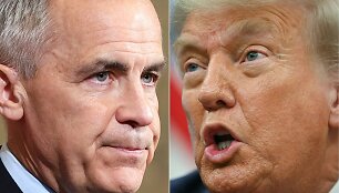 Markas Carney ir Donaldas Trumpas / DAVE CHAN ANDREW CABALLERO-REYNOLDS / AFP