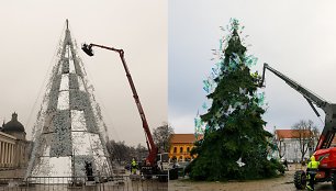 Puošiamos Vilniaus ir Kauno eglės