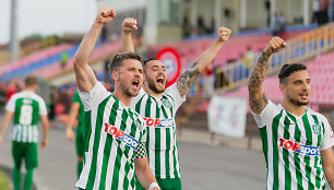 Vilniaus „Žalgirio“ futbolininkai: S.Mikoliūnas, M.Karamarko, H.Videmontas. 