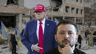 Volodymyras Zelenskis ir Donaldas Trumpas 
