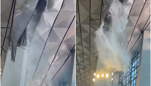 Indonezijos oro uoste pro lubas pasipylė vanduo