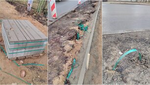 Remontuojamoje Kovo 11-osios gatvėje i&scaron; žemės styrančios juostos