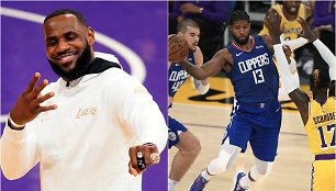 LeBronas Jamesas atsiėmė čempiono žiedą, bet gavo antausį nuo Paulo George'o ir „Clippers“