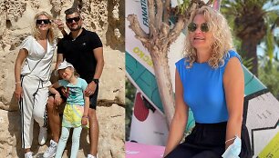 Laura Pauk&scaron;tė su vyru Dominyku Kubiliumi ir dukra Matilda