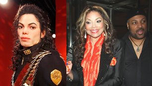 Michaelas Jacksonas , jo sesė La Toya kartu su buvusiu jos sužadėtiniu Jeffru Phillipsu