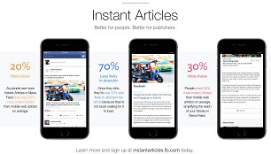 &bdquo;Facebook&ldquo; teigia, kad naudojant &bdquo;Instant Articles&ldquo; straipsnių skaitomumas i&scaron;auga
