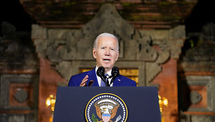 JAV prezidentas Joe Bidenas spaudos konferencijoje po susitikimo su Xi Jinpingu