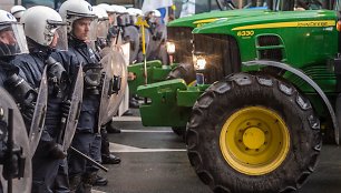 Protestuojantys ūkininkai Briuselyje