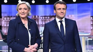 Marine Le Pen ir Emmanuelis Macronas debatuose