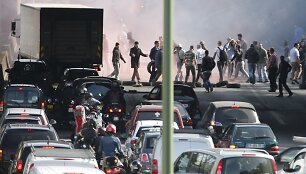 Protestuojantys Paryžiaus taksi vairuotojai