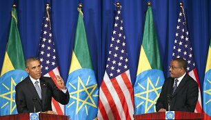 JAV prezidentas Barackas Obama su Etiopijos premjeru Hailemariamu Desalegniu