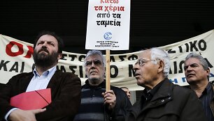 Protestuojantys Graikijos žurnalistai