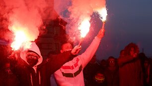 Protestas prie&scaron; pabėgėlius Var&scaron;uvoje