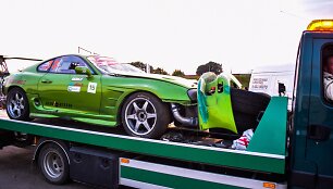 Apgadintas Tomo Sveikausko automobilis &bdquo;Toyota Supra&ldquo;