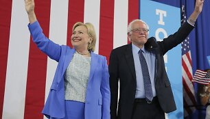 Hillary Clinton ir Bernie Sanders Naujajame Hamp&scaron;yre