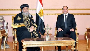 Egipto koptų popiežius Teodoras II ir Egipto politinis lyderis Abdelis Fattahas al-Sisi