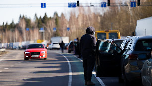 Automobilių eilė į Baltarusiją ties Medininkais