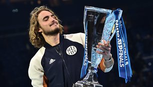 Stefanos Tsitsipas po triumfo ATP metų finale 2019-aisiais.