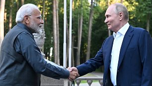 Indijos ministras pirmininkas Narendra Modi ir Rusijos prezidentas Vladimiras Putinas