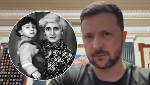Volodymyras Zelenskis ir jo mama Rima
