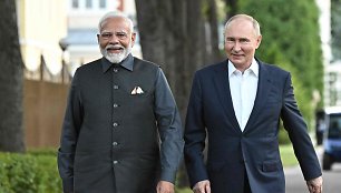 Indijos ministras pirmininkas Narendra Modi ir Rusijos prezidentas Vladimiras Putinas