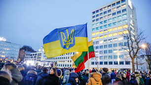 Ukrainos palaikymo akcija Vienybės aik&scaron;tėje