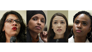 Rashida Tlaib, Ilhan Omar, Alexandria Ocasio-Cortez ir Ayanna Pressley