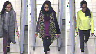 Dingusios moksleivės: Kadiza Sultana (16), Shamima Begum (15) ir Amira Abase (15)