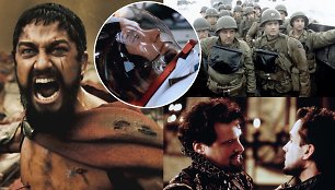 Kadrai iš filmų „300“, „Apollo 13“, „Įsimylėjęs Šekspyras“, „Gelbstint eilinį Rajaną“