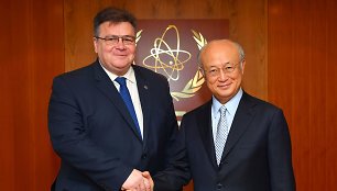 Linas Linkevičius susitiko su Tarptautinės atominės energijos agentūros (TATENA) generaliniu direktoriumi Yukiya Amano 