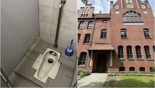 Ekskursijoje po remontuotą KU istorinį pastatą vaik&scaron;čiojęs klaipėdietis stebėjosi tualetais.