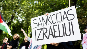 Mitingas prie&scaron; Izraelio užsienio reikalų ministro vizitą Lietuvoje