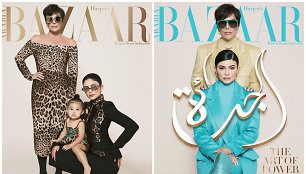 Kylie Jenner, Kris Jenner ir Stormi Webster papuošė arabiškojo „Harper's Bazaar“ viršelį