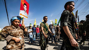 Kurdų veteranų protestas Šiaurės Sirijoje