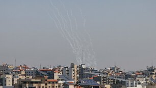 Palestinos raketos skrieja Izraelio link