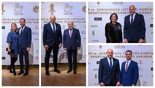 Kauno rajono vicemeras Laurynas Dilys su žmona, LKSK prezidentas Edvinas Kriūnas ir Kauno rajono meras Valerijus Makūnas, LKSK prezidentas Edvinas Kriūnas ir &Scaron;vietimo, mokslo ir sporto ministrė Raminta Popovienė, LKSK prezidentas Edvinas Kriūnas ir Seimo narys Paulius Visockas