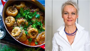 Nida Degutienė ir jos gamintos įdarytos paprikos