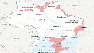 Žemėlapis: Rusijos invazija į Ukrainą