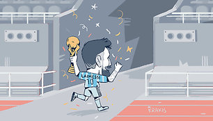 Lionelis Messi. Igno Krakio karikatūra, idėjos autorius Andrius Zimaitis