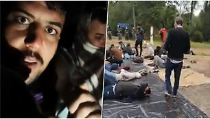 Įstrigę Lietuvos-Baltarusijos pasienyje: migrantų filmuoti vaizdai i&scaron; &bdquo;niekeno žemės&ldquo;
