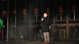 Marijampolės Kalėdų eglės įžiebimo &scaron;ventės akimirka