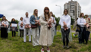 Protestas prie Valstybinės maisto ir veterinarijos tarnybos