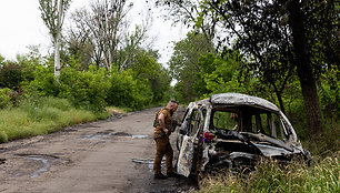 Rusų raketos susprogdintas automobilis Niujorke, Ukrainoje