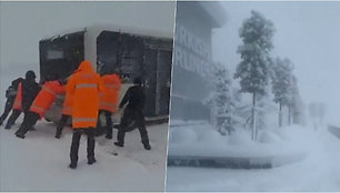 Žiemos išdaigos Stambule – lėktuvai įstrigo sniege, sustabdyta oro uosto veikla