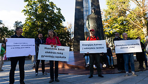 Nacionalinis susivienijimas dėl elektros kainų, elektros rinkos liberalizavimo atšaukimo surengė protesto akciją 