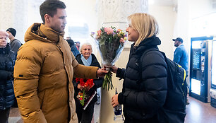 Rūtos Meilutytės pasitikimas Vilniaus oro uoste po pasaulio plaukimo čempionato Dohoje
