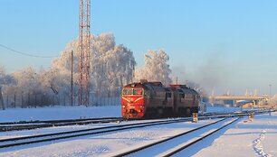Lokomotyvas 2M62K žiemą, &Scaron;iauliai, 2021 m.