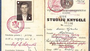 Vytauto Mačernio studijų knygelė Vytauto Didžiojo universitete, 1939 m.