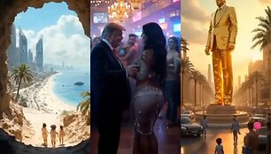 Donaldas Trumpas pasidalino dirbtinio intelekto sugeneruotais Gazos Rivjeros vaizdais2